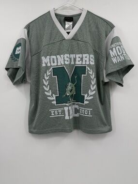 Disney Pixar Jersey Women Small Green Cropped Monsters Inc Mike Wazowski